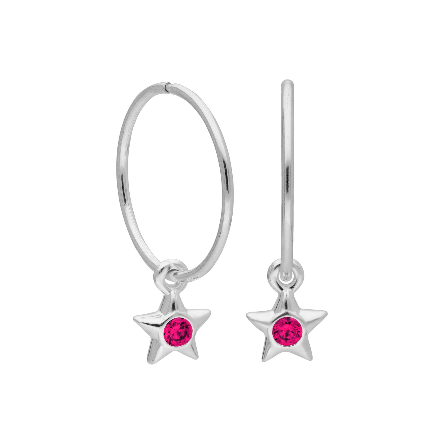 Boucles d'oreilles créoles dormeuses en argent sterling avec pierre de naissance en cristal CZ, 10 à 22 mm