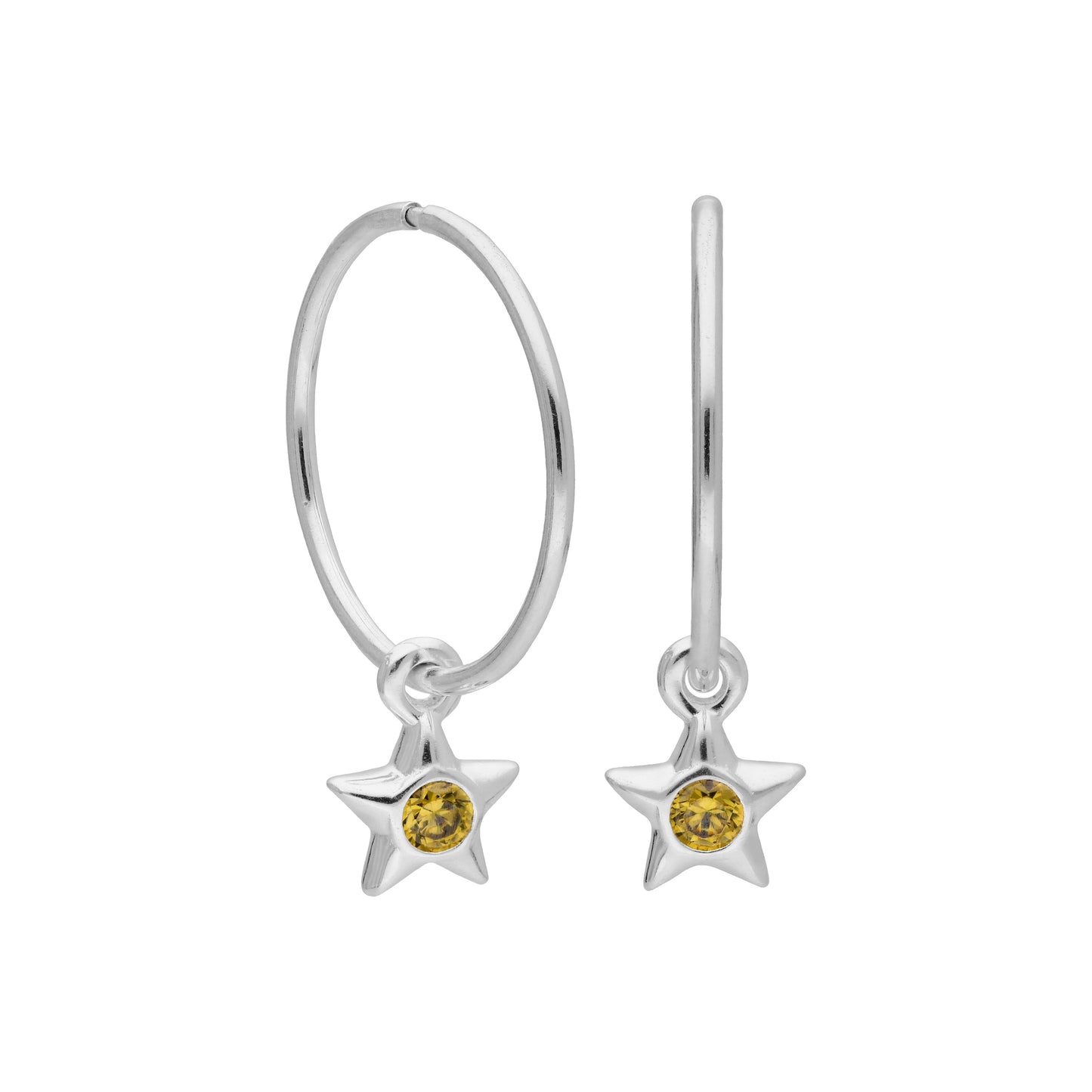 Boucles d'oreilles créoles dormeuses en argent sterling avec pierre de naissance en cristal CZ, 10 à 22 mm