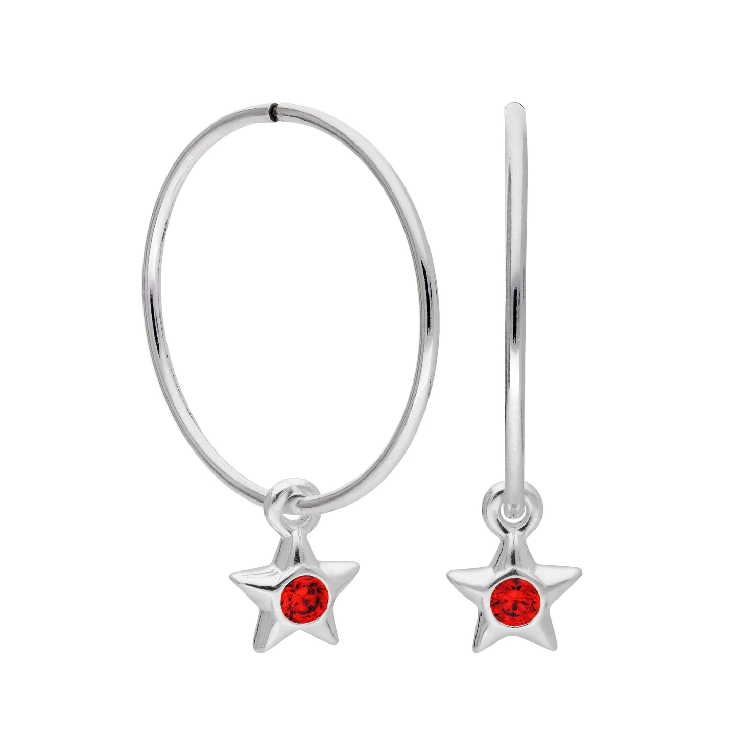 Boucles d'oreilles créoles dormeuses en argent sterling avec pierre de naissance en cristal CZ, 10 à 22 mm