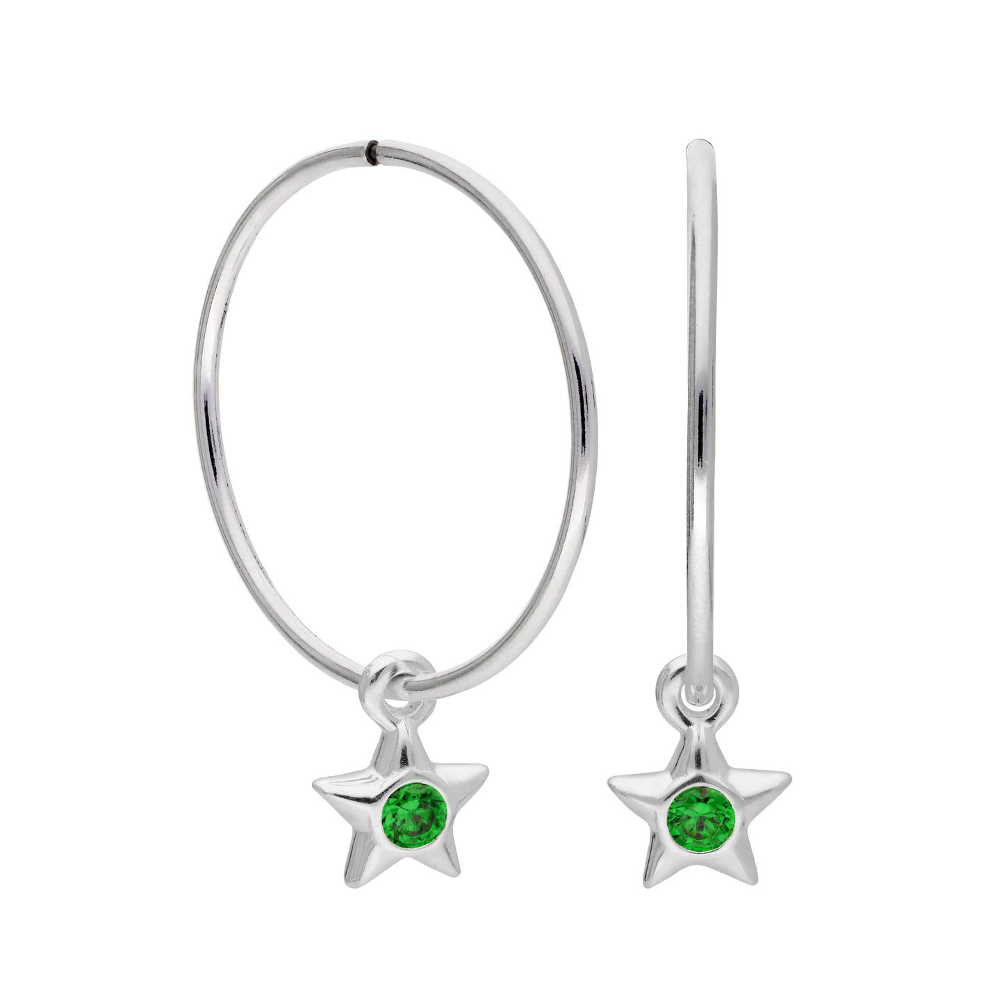 Boucles d'oreilles créoles dormeuses en argent sterling avec pierre de naissance en cristal CZ, 10 à 22 mm