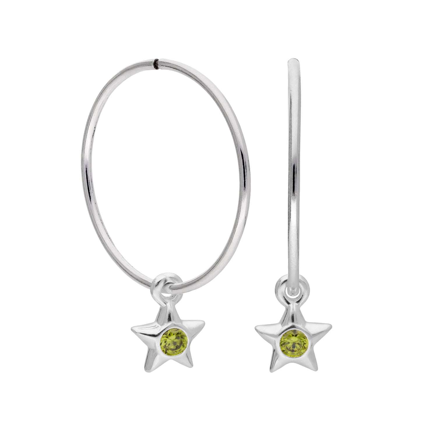 Boucles d'oreilles créoles dormeuses en argent sterling avec pierre de naissance en cristal CZ, 10 à 22 mm