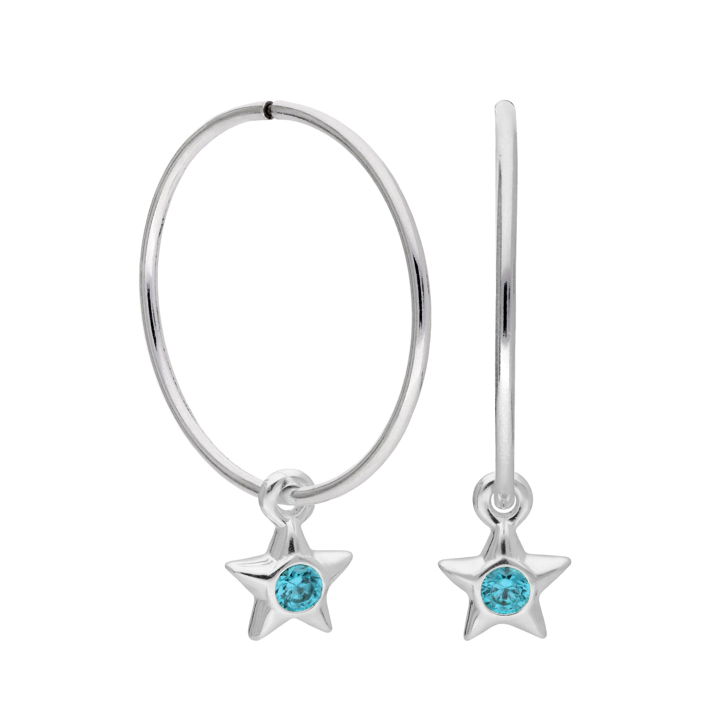 Boucles d'oreilles créoles dormeuses en argent sterling avec pierre de naissance en cristal CZ, 10 à 22 mm