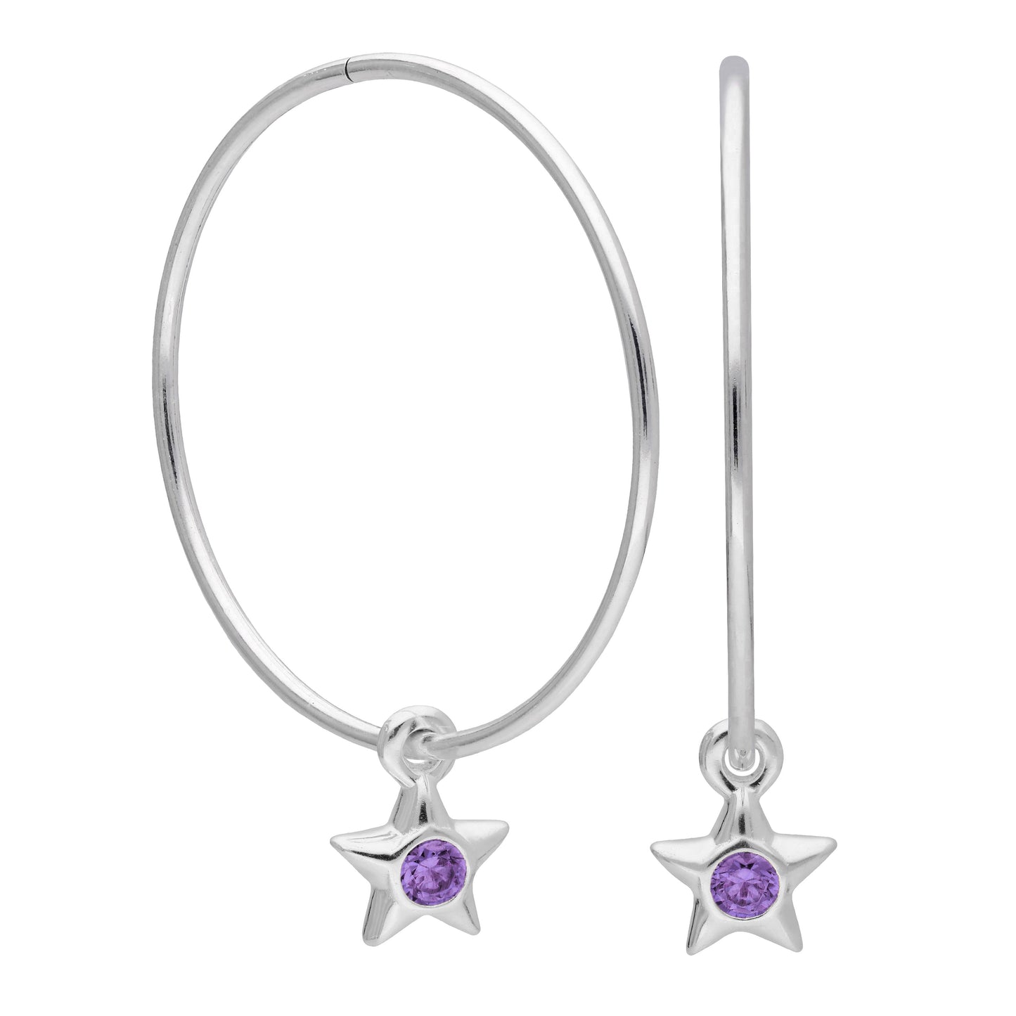 Boucles d'oreilles créoles dormeuses en argent sterling avec pierre de naissance en cristal CZ, 10 à 22 mm