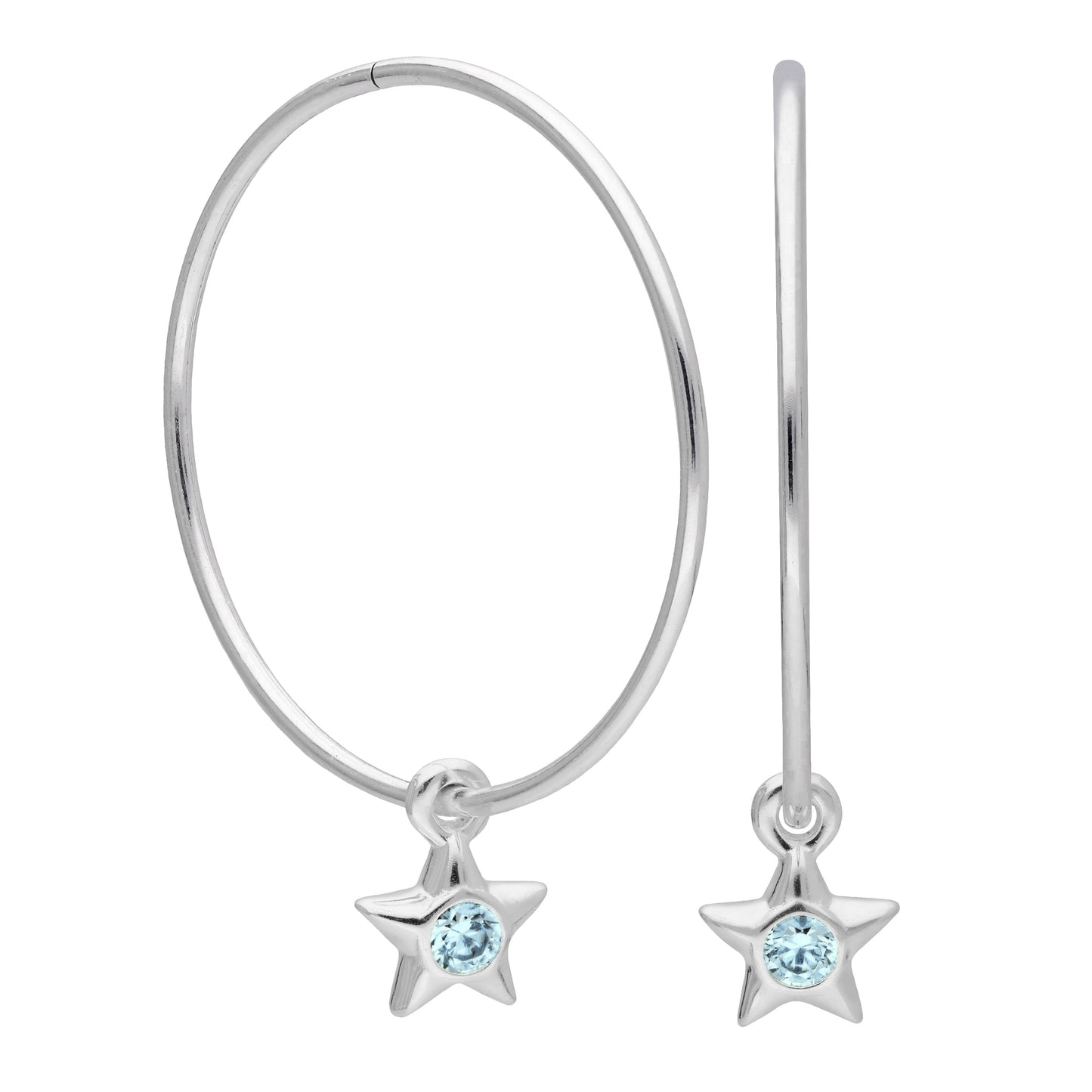 Boucles d'oreilles créoles dormeuses en argent sterling avec pierre de naissance en cristal CZ, 10 à 22 mm