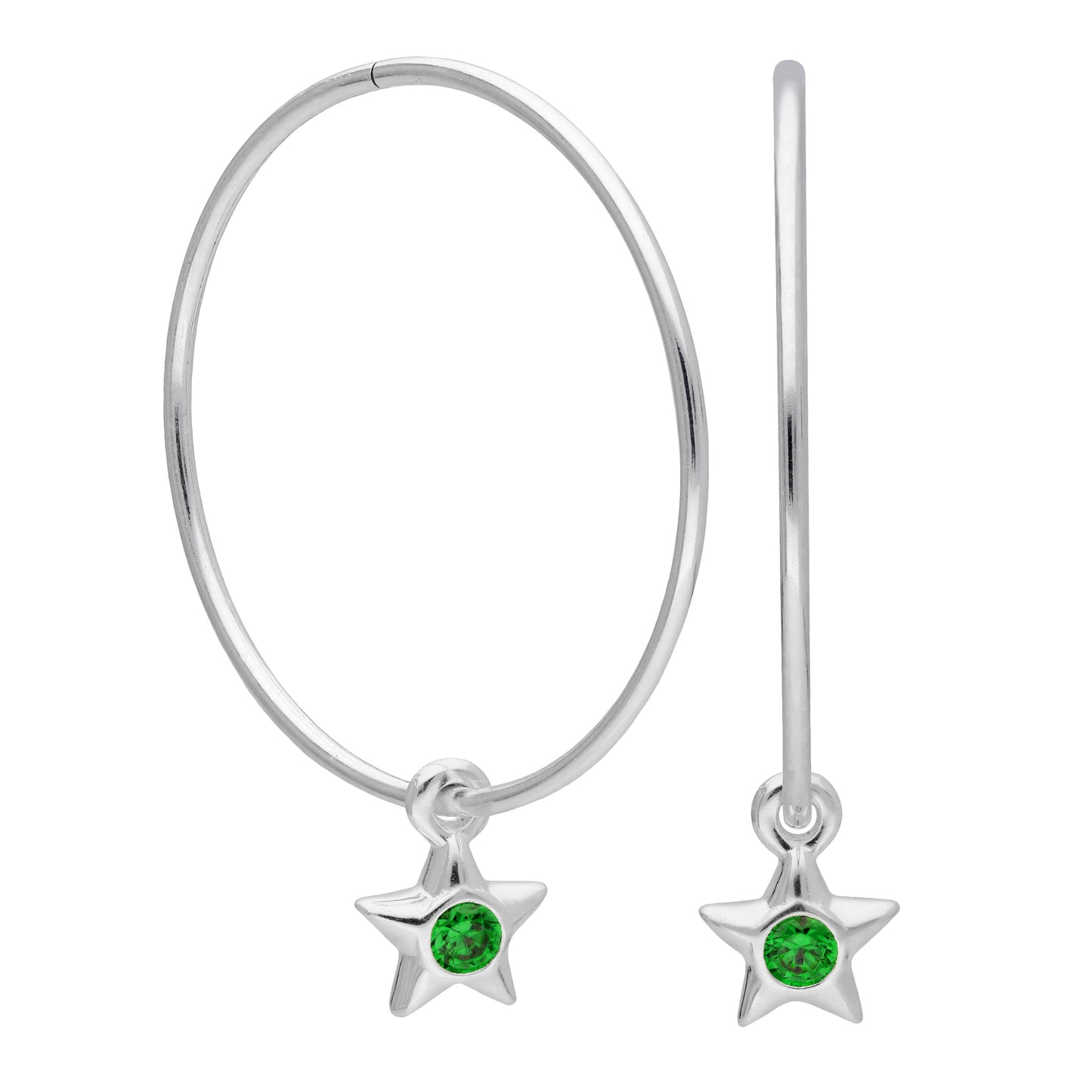 Boucles d'oreilles créoles dormeuses en argent sterling avec pierre de naissance en cristal CZ, 10 à 22 mm