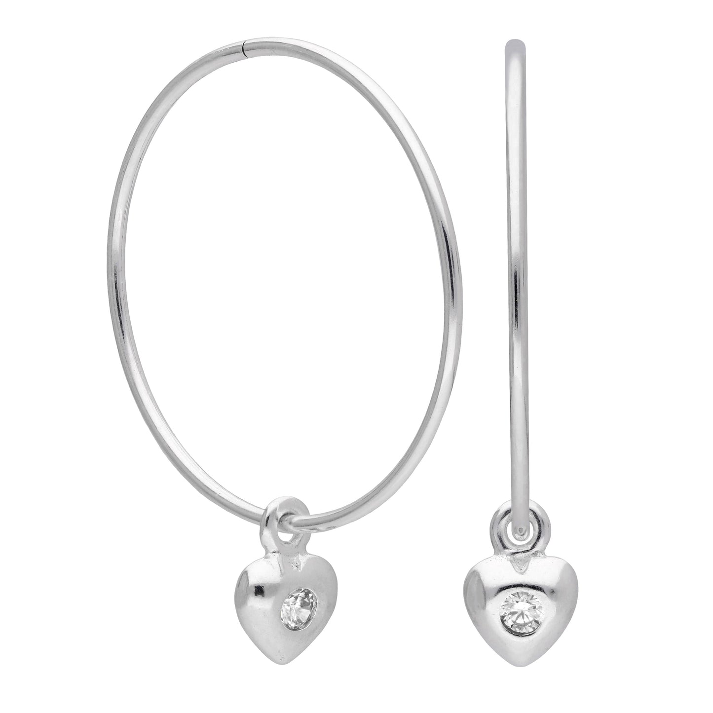 Boucles d'oreilles créoles en argent sterling avec pierre de naissance en forme de cœur, 10 à 22 mm