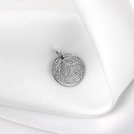 Breloque ronde personnalisée en argent sterling avec empreinte digitale