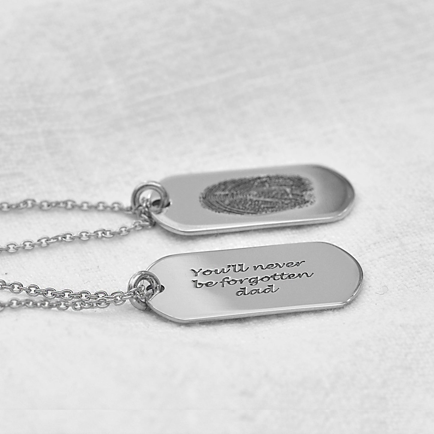 Collier en argent sterling avec plaque d'identité pour chien et empreinte digitale