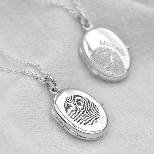Collier médaillon personnalisé en argent sterling avec empreinte digitale