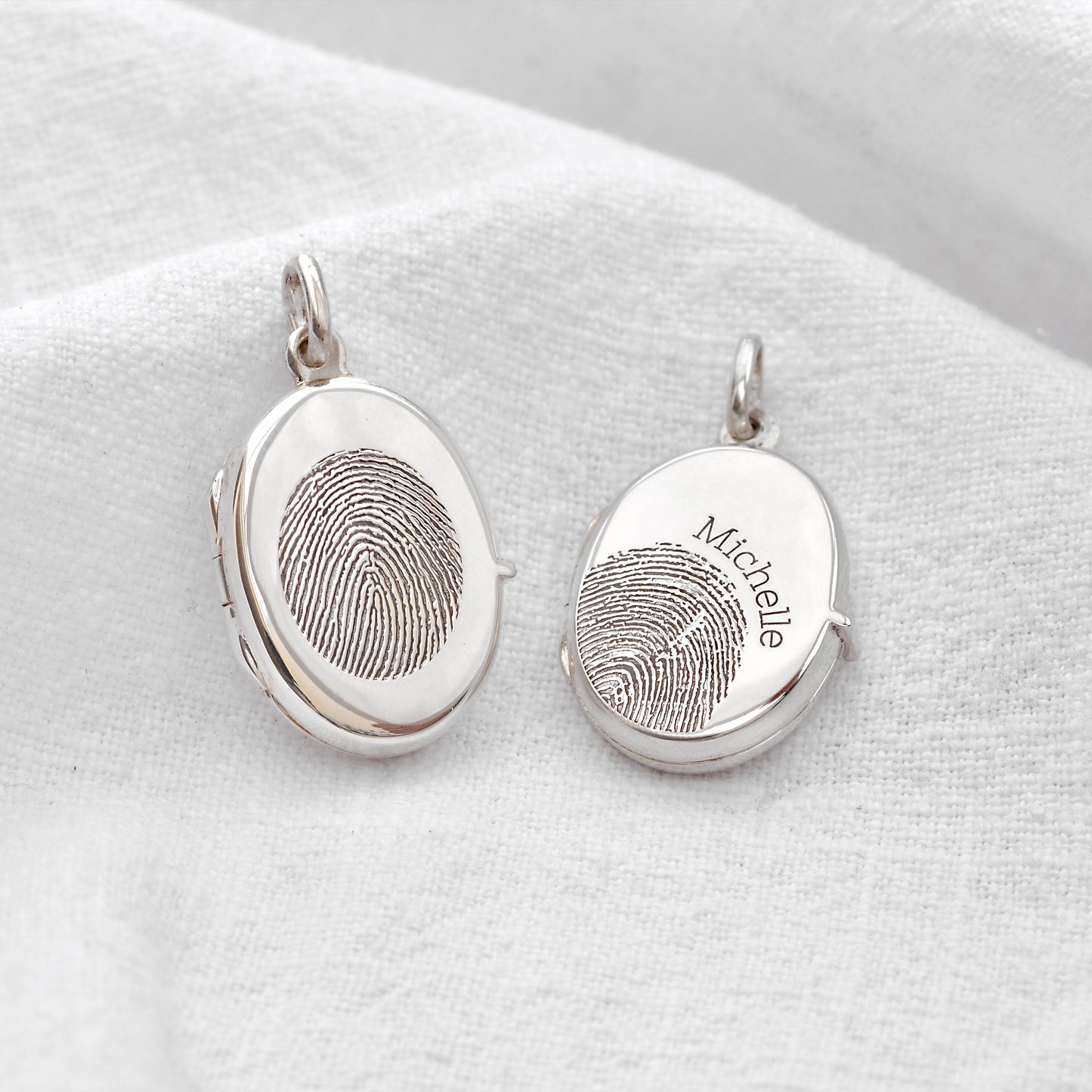 Collier médaillon personnalisé en argent sterling avec empreinte digitale