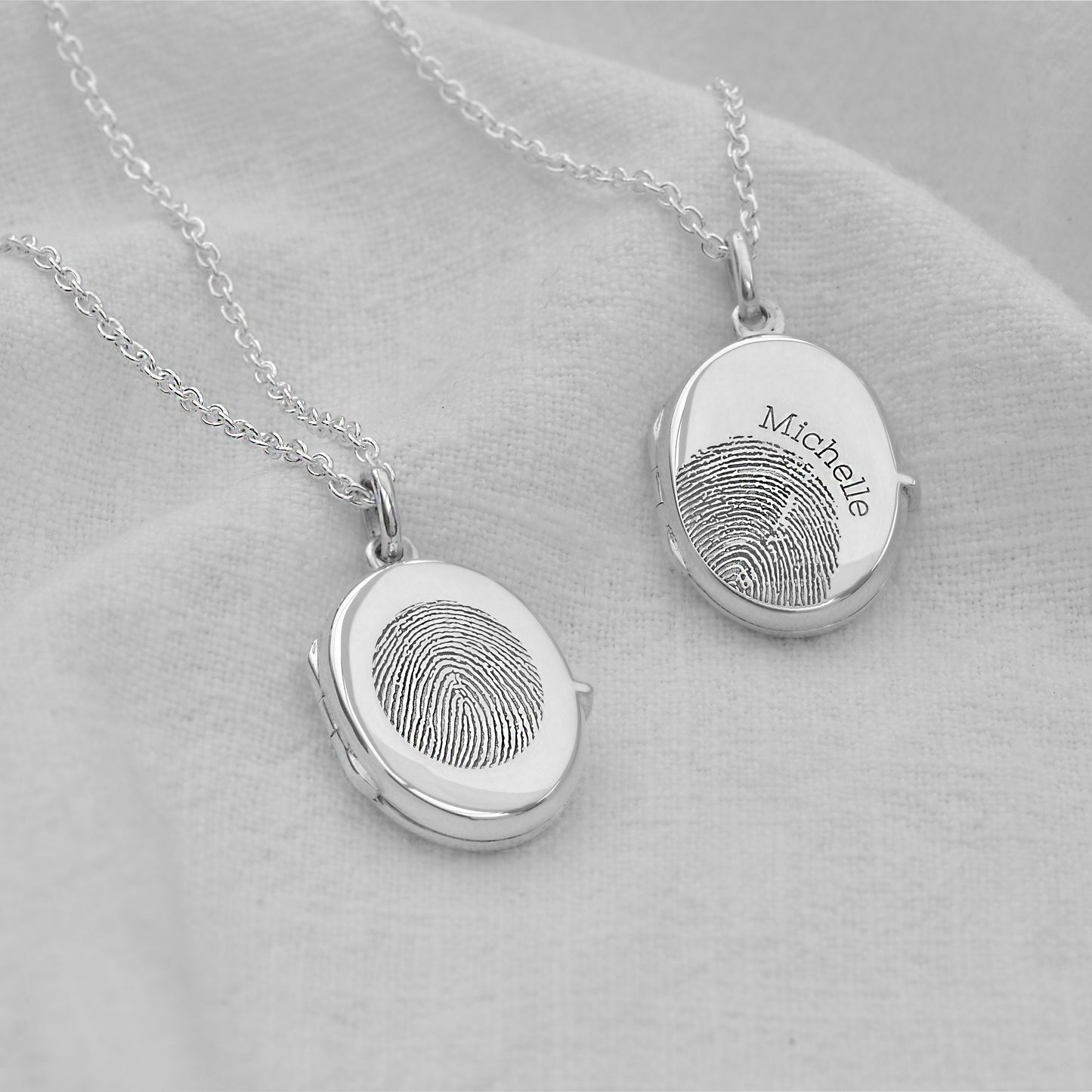 Collier médaillon personnalisé en argent sterling avec empreinte digitale