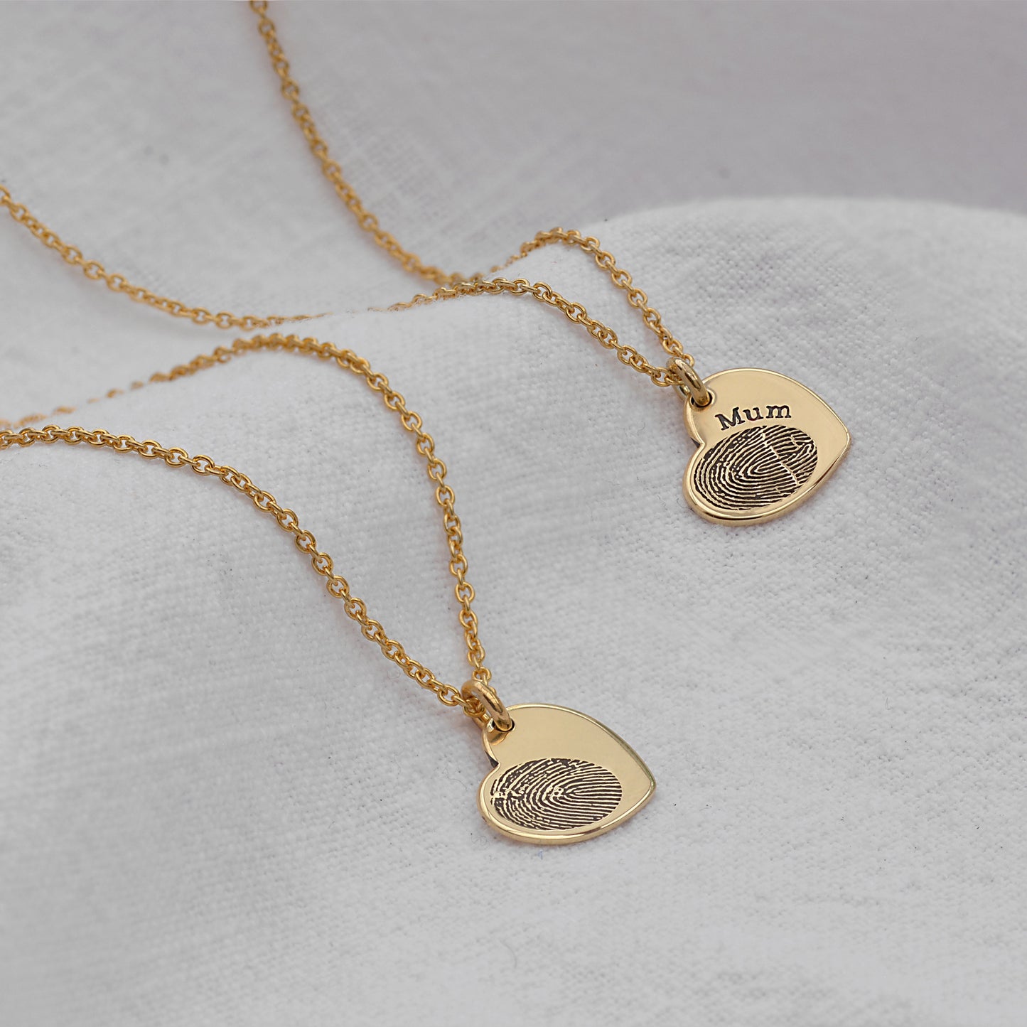 Breloque cœur en argent sterling personnalisée avec empreinte digitale