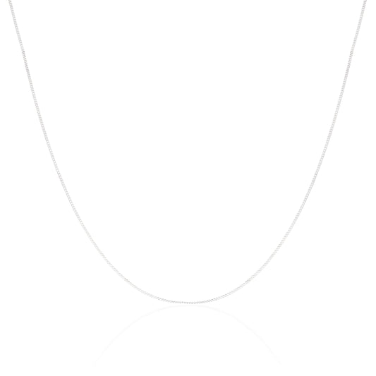 Chaîne gourmette en or blanc 9 carats taille diamant de 40 à 45 cm