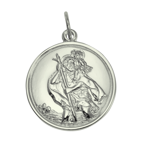 Pendentif Saint Christophe en or blanc 9 carats