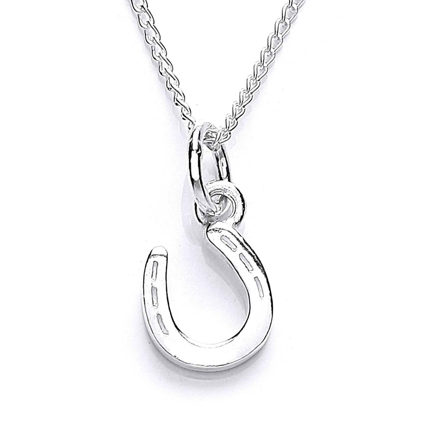 Petit pendentif fer à cheval porte-bonheur en argent sterling - 45,7 cm
