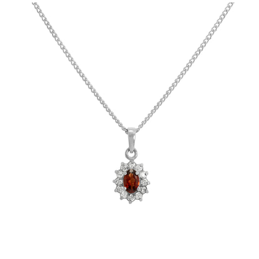 Collier pendentif ovale en argent sterling avec grenat et cristal CZ de 40 à 61 cm