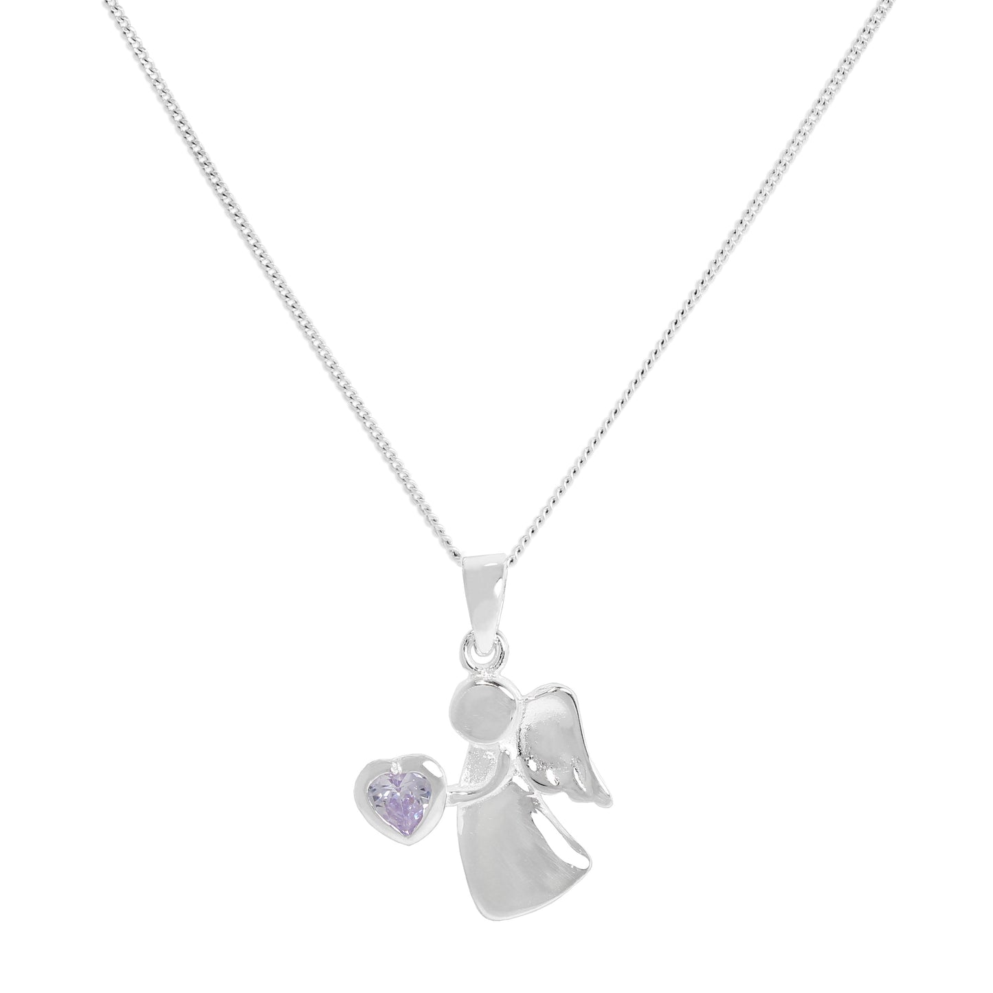 Collier avec pendentif ange en argent sterling et cristal Alexandrite CZ, pierre de naissance du mois de juin, 14 à 32 pouces