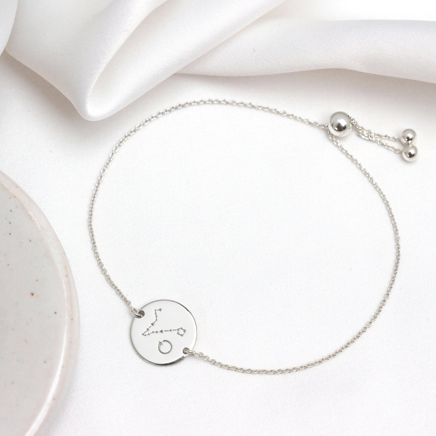 Bracelet personnalisé en argent sterling avec initiales constellations