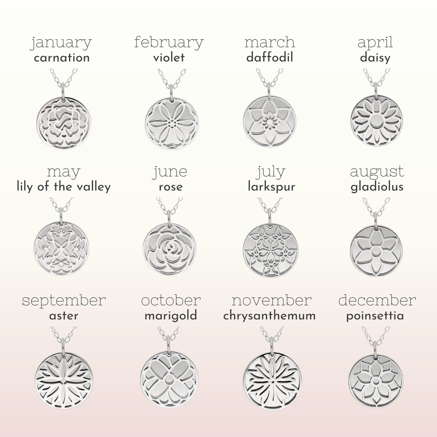 Collier de fleur de naissance personnalisé en argent sterling