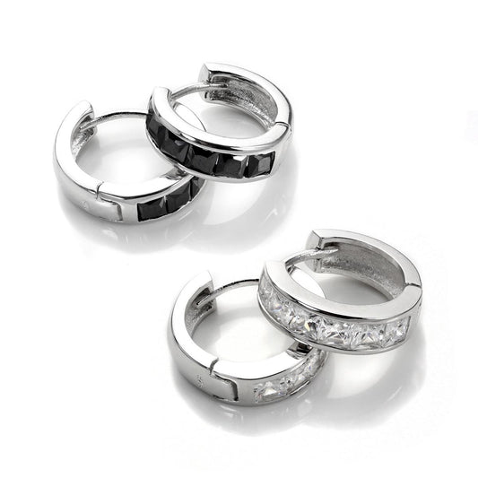 Boucles d'oreilles Huggie Princesse en argent sterling et zircones cubiques