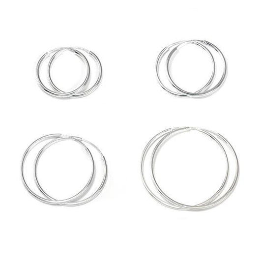 Boucles d'oreilles créoles en argent sterling de 1,5 mm