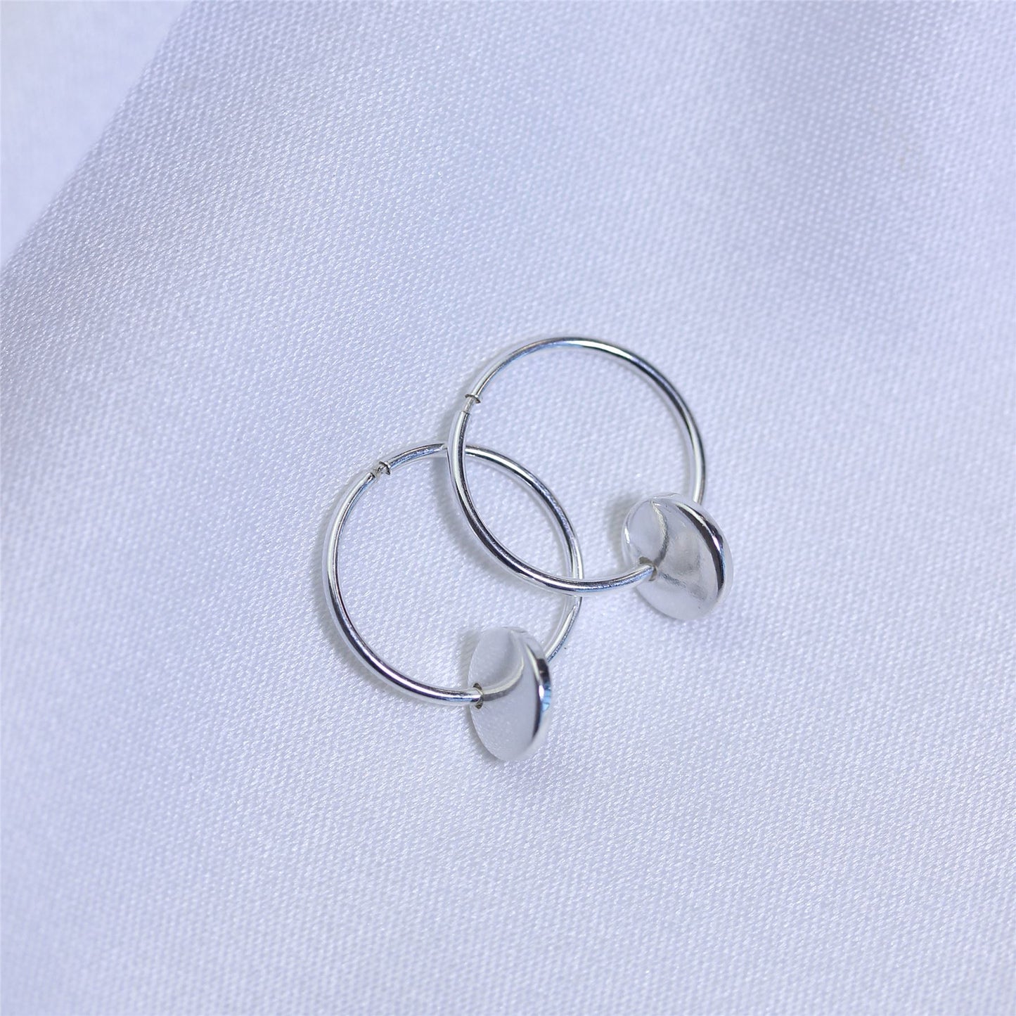 Boucles d'oreilles créoles à breloques rondes en argent sterling de 10 à 22 mm