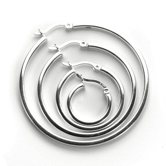 Boucles d'oreilles créoles carrées en argent sterling de 2 mm