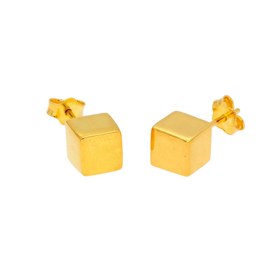 Boucles d'oreilles à tige cubiques en argent sterling plaqué or jaune de 4 mm à 7 mm