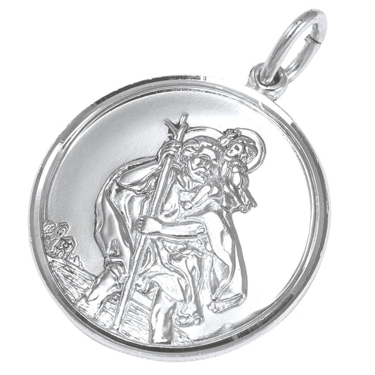 Pendentif Saint Christophe en argent sterling - Poli ou mat