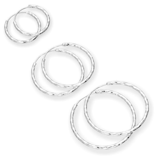 Boucles d'oreilles créoles en argent sterling taille diamant 18 mm 24 mm 28 mm