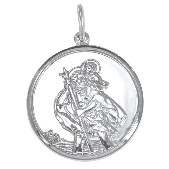Pendentif Saint Christophe en argent sterling - Poli ou mat