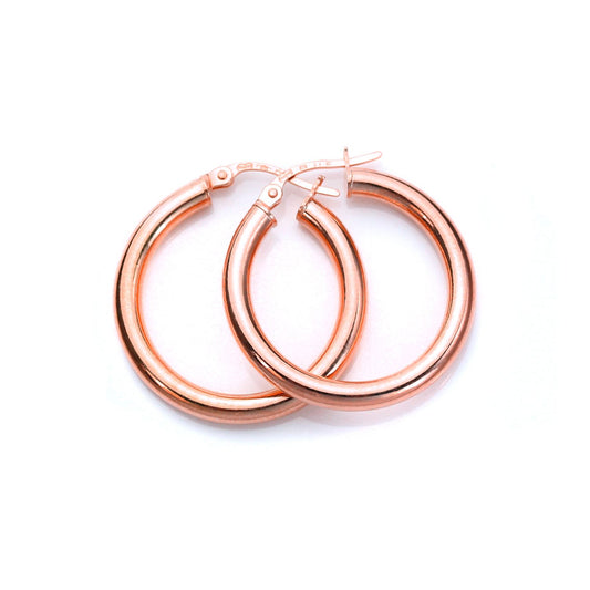 Boucles d'oreilles créoles dormeuses unies en or rose 9 carats - 10 mm, 15 mm, 20 mm