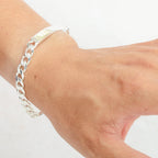 Bracelet d'identification gravable en argent sterling de 20 cm avec bordure épaisse
