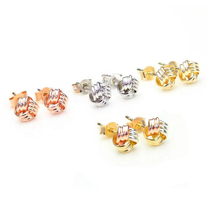 Boucles d'oreilles à tige en or jaune 9 carats avec nœud de 5 mm