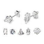 Boucles d'oreilles à tige en argent sterling avec zircones cubiques transparents