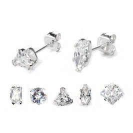Boucles d'oreilles à tige en argent sterling avec zircones cubiques transparents