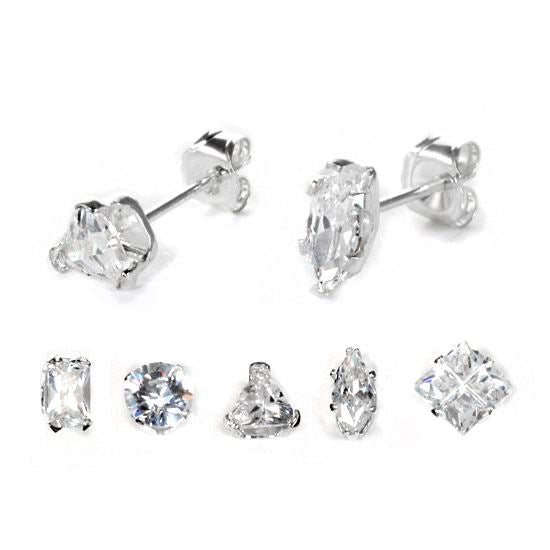 Boucles d'oreilles à tige en argent sterling avec zircones cubiques transparents