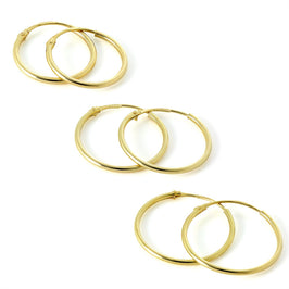 Boucles d'oreilles créoles légères en or jaune 14 carats, 10 mm - 13 mm