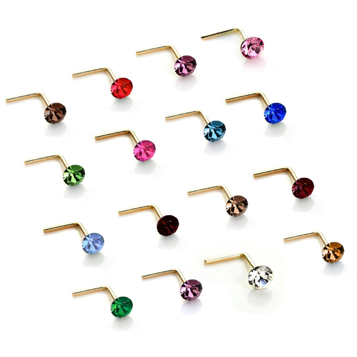 Clou de nez rond en or jaune 9 carats avec cristal de 2,8 mm