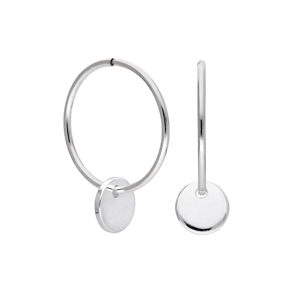 Boucles d'oreilles créoles à breloques rondes en argent sterling de 10 à 22 mm