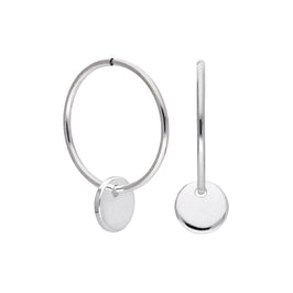 Boucles d'oreilles créoles à breloques rondes en argent sterling de 10 à 22 mm