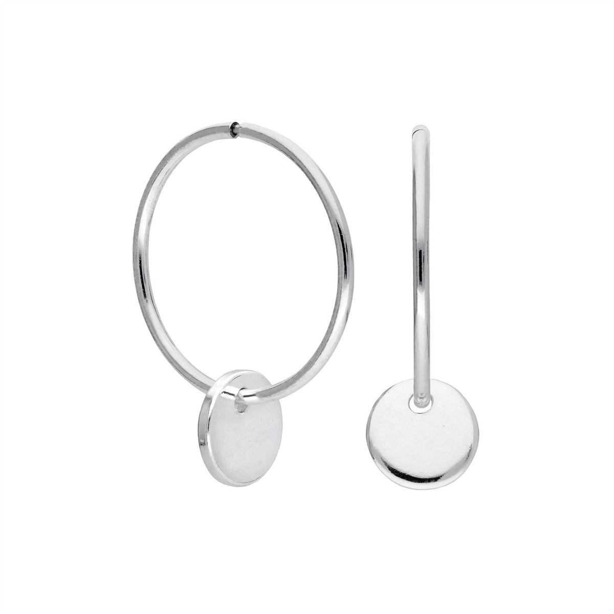 Boucles d'oreilles créoles à breloques rondes en argent sterling de 10 à 22 mm