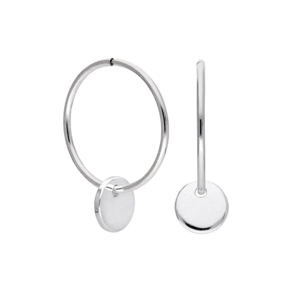 Boucles d'oreilles créoles à breloques rondes en argent sterling de 10 à 22 mm