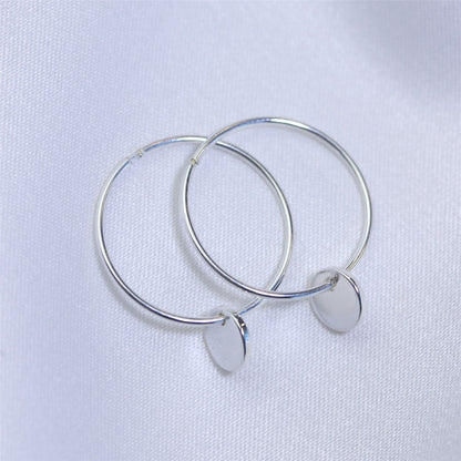 Boucles d'oreilles créoles à breloques rondes en argent sterling de 10 à 22 mm