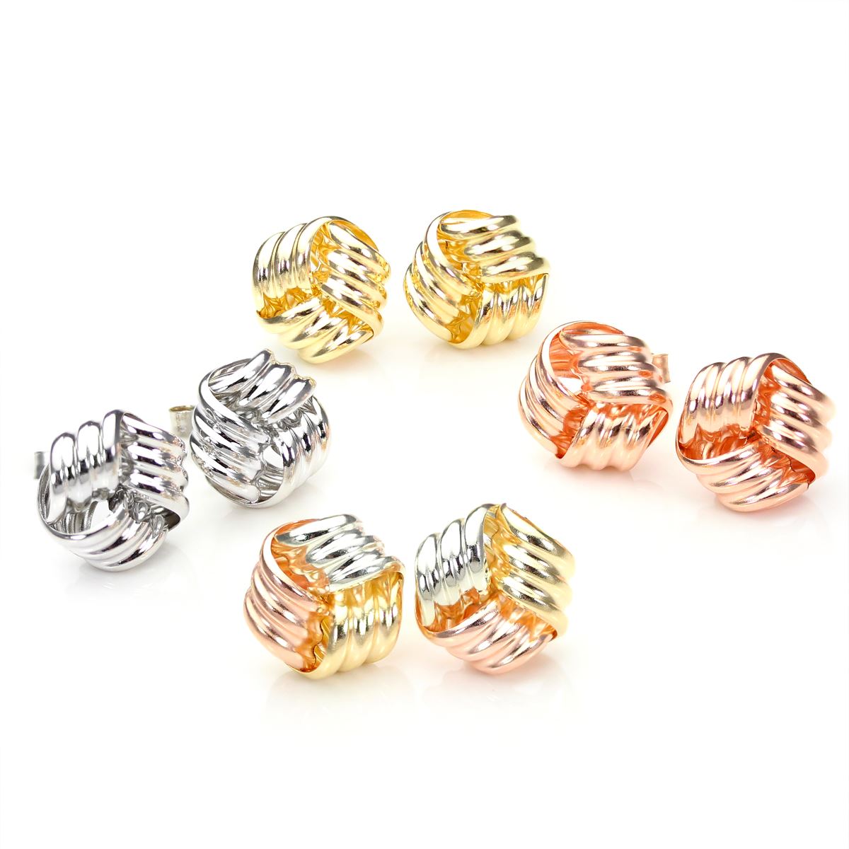 Boucles d'oreilles à tige en or jaune 9 carats avec nœud de 10 mm