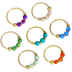 Anneaux de nez en or 9 carats et opale colorée, jade bleu, vert, rose, orange, violet