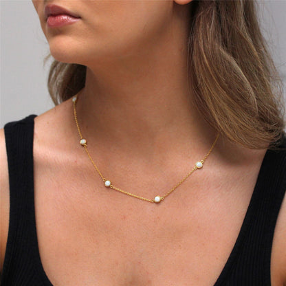 Collier en argent sterling plaqué or avec plusieurs zircones cubiques et opales 40,6 cm et 5 cm