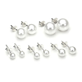 Boucles d'oreilles à tige rondes en argent sterling et perles