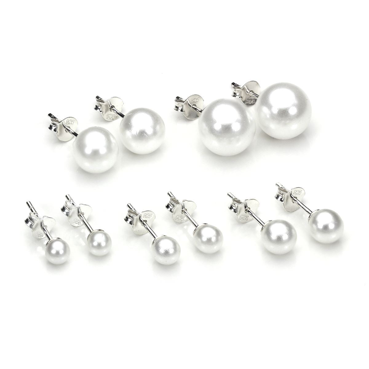 Boucles d'oreilles à tige rondes en argent sterling et perles