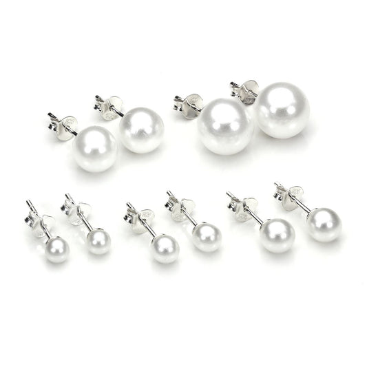 Boucles d'oreilles à tige rondes en argent sterling et perles